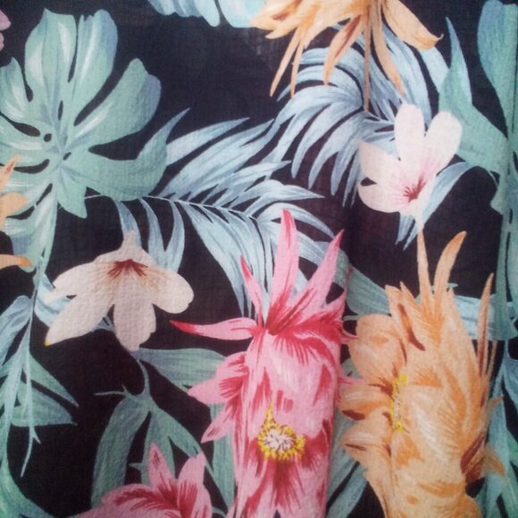 Kona Sol Cover Up Blouse M Women Floral Tropical Colorful - Picture 9 of 15